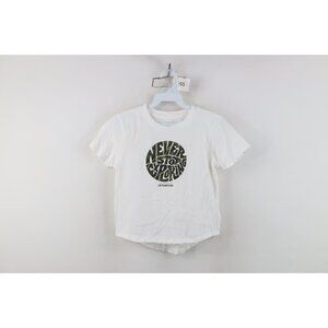 The North Face Girls Large Spell Out Never Stop Exploring Trail T-Shirt White